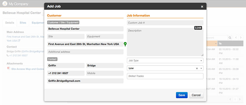 Customer portal screenshot