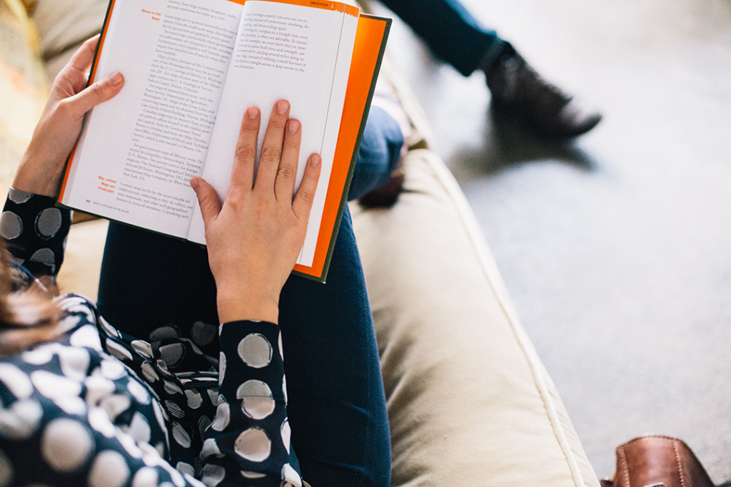 Reading on sofa