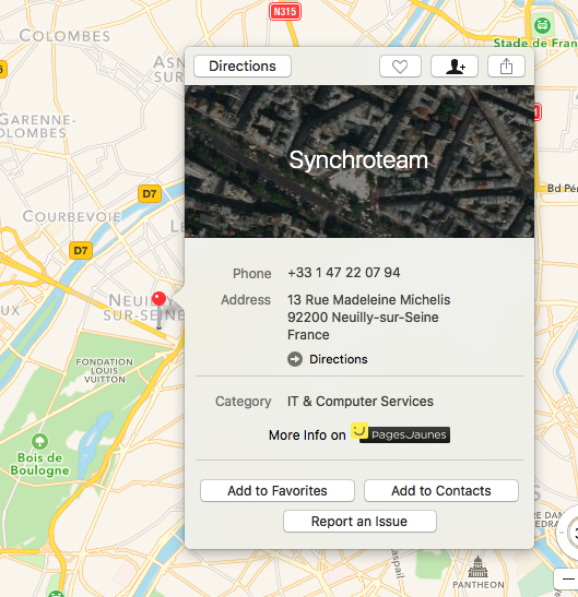 Apple Maps finds Synchroteam Paris